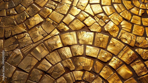 A photo of a gold mosaic pattern, reminiscent of ancient Byzantine art.