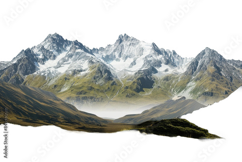 panorama of the mountains isolated on transparent background