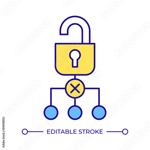 Software usage tracking RGB color icon. Access control, distribution monitoring. Service management, restriction. Isolated vector illustration. Simple filled line drawing. Editable stroke