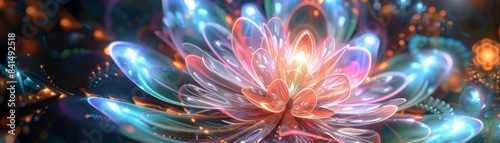 Abstract glowing flower with vibrant colors.