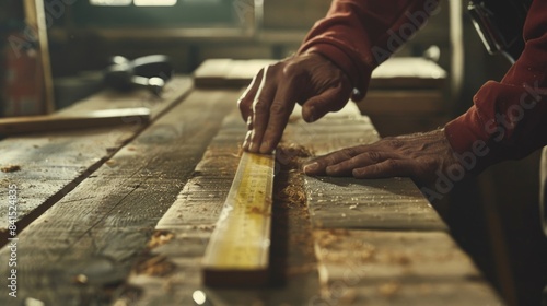 A person manually cuts a piece of wood using a knife