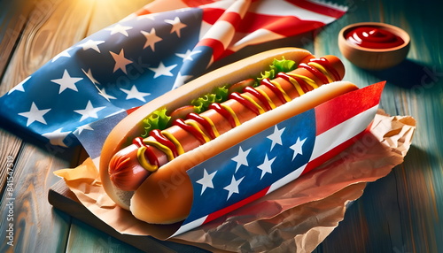 Celebrate Hot Dog Day with this tantalizing image of a delicious hot dog.