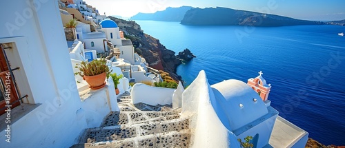 Santorinis Whitewashed Houses and Aegean Sea