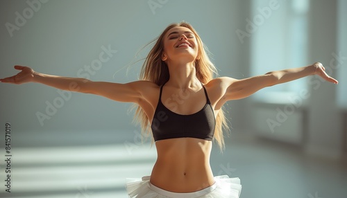 Balanced female dancer in a yoga pose