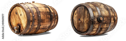 old antique winery barrel, PNG isolated transparent background with shadow, 