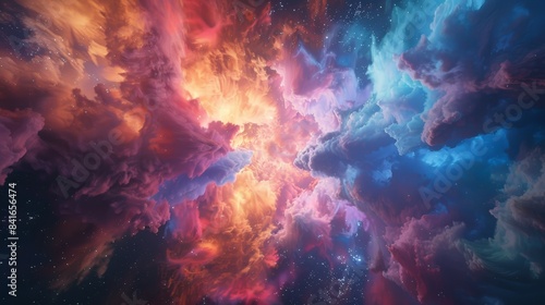 A colorful cloud of gas and dust in space