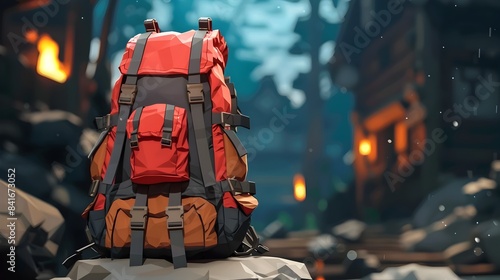 Rugged Backpack Navigating Snowy Wilderness Expedition