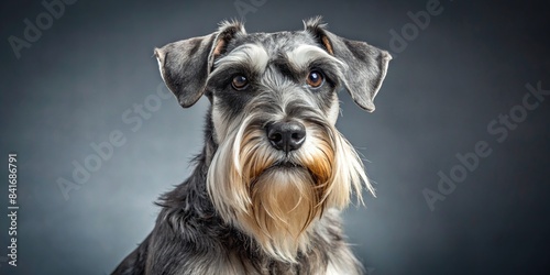 Schnauzer dog with a wiry coat and distinct beard, Schnauzer, dog, pet, animal, breed, furry, cute, adorable, intelligent, loyal, companion, black, white, grey, brown, playful, alert