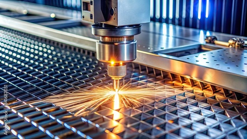 Industrial laser engraving machine working on detailed metal work , laser engraving, industrial, technology, metalwork, precision, manufacturing, machinery, engraving process