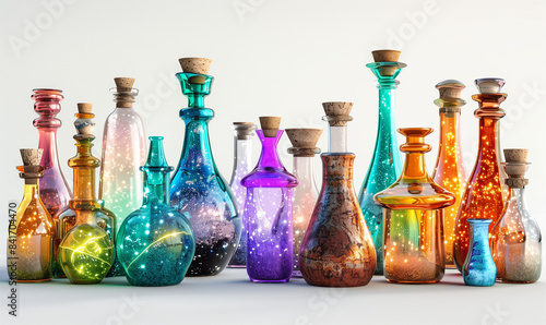 Vintage Crystal Bottles Colorful Magic and Sparkling Decor