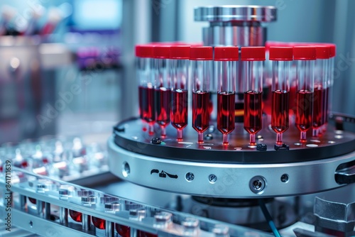 Laboratory Centrifuge Machine Spinning Blood Samples for Doping Tests in Medical Research