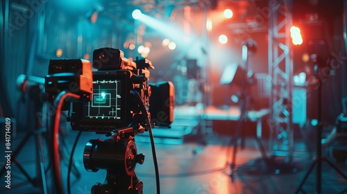behind the scenes backstage video production in film studio entertainment industry concept