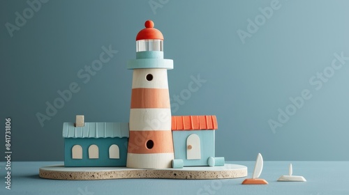 toy lighthouse with basic shapes and clean lines