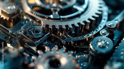 A macro photograph of a seamless gear mechanism, showcasing the intricate details and precise craftsmanship.
