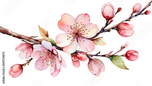 watercolor illustration of a beautiful cherry blossom