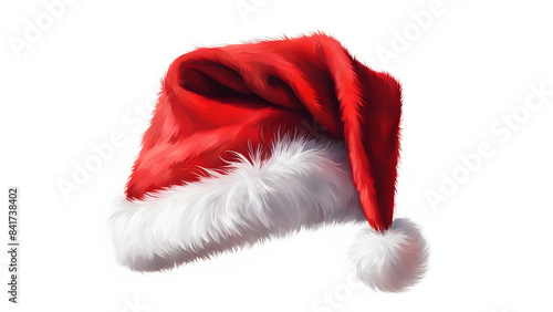 Santa Claus Red Hat Isolated on White Transparent Background. Christmas Holidays. Generative AI