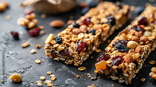 Healthy homemade granola bars with nuts and dried fruit