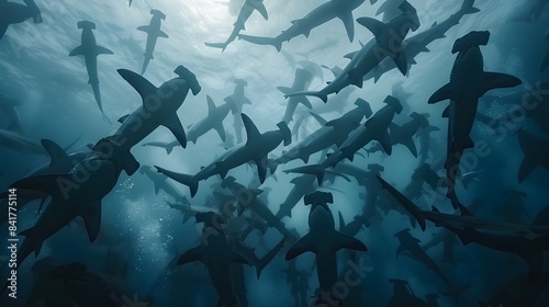 hammerhead sharks swimming together