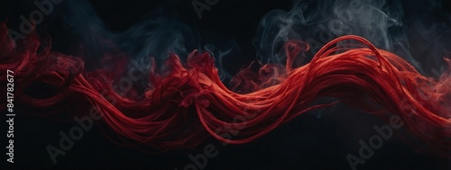Crimson mystique, Red tendrils of smoke mingle with darkness, weaving a spellbinding and mysterious scene.