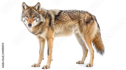 Eurasian Wolf full body clearly photo on white background 