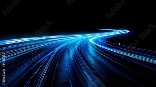 Dynamic Light Trails on a Highway at Night, Generative AI