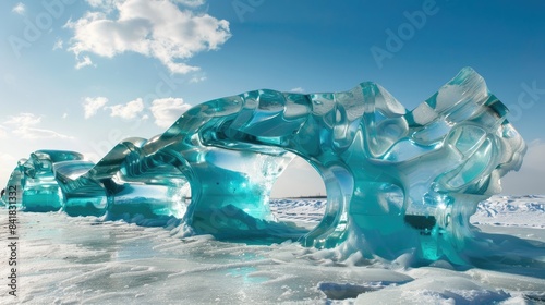 Uncommonly shaped and colored ice formations