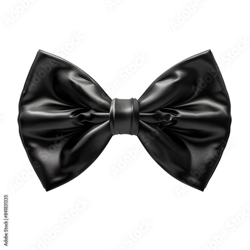 Elegant black bow tie isolated on white background. Perfect for formal attire, weddings, and special events. High-quality silk texture.