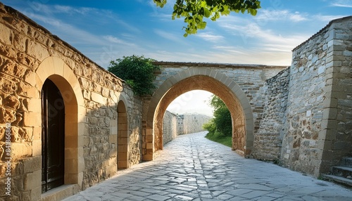 arch in medieval stone walkway