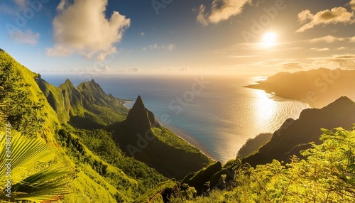 landscape view of the coast in raiatea society islands french polynesia and the south pacific ocean