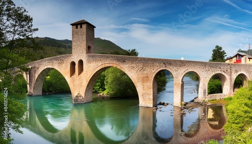 france pyrenees atlantiques orthez pont vieux 12th century over the gave de pau camino de santiago