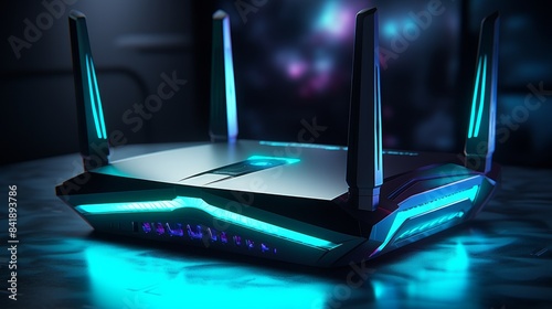 Modern high speed router with glowing lights