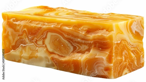 a block of colby cheese with its distinctive marbled pattern, isolated on a white background. 