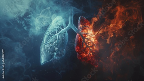 A compelling visual contrast between a healthy lung and a lung affected by vaping,