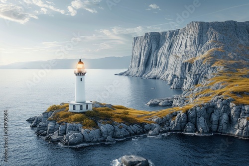  A historic lighthouse on a rocky shore