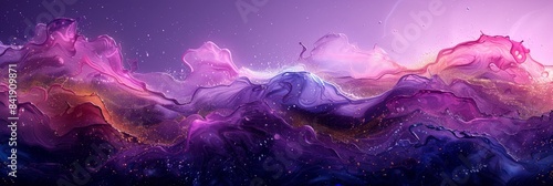 This abstract image features vibrant and flowing waves in purple, pink, and blue hues, perfect for creative backgrounds and artistic projects. The blend of colors creates a mesmerizing design