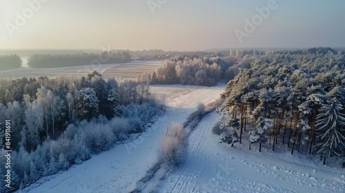 Polish Countryside Beautiful Winter Forest Views