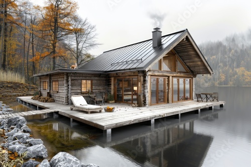  A rustic cabin by a serene lake