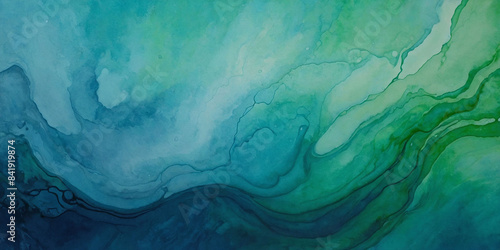 Abstract watercolor paint background by teal color blue and green with liquid fluid texture for background, banner 