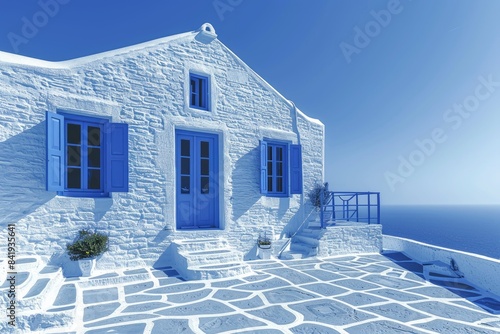  A traditional Greek island house with white walls