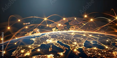 Integration of digital networks in the European Union for improved connectivity. Concept EU Digital Strategy, Cross-Border Data Flow, Connectivity Infrastructure, Network Integration