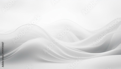 Szara, falująca tkanina na białym tle. Abstrakcyjne, delikatne, neutralne tło