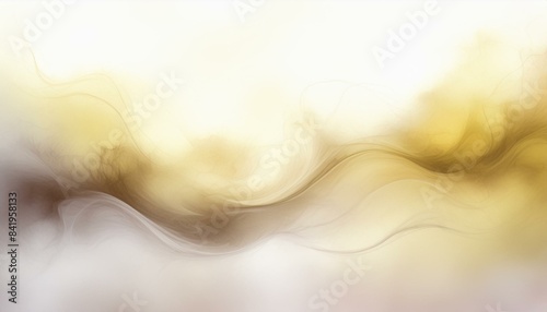 Brązowo-żółte fale mgły lub dymu na białym tle. Akwarela rozpuszczona w wodzie. Abstrakcyjne tło