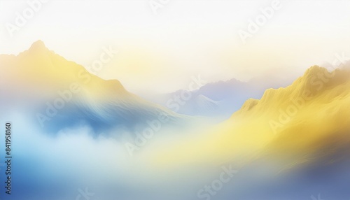 Fale żółtej i niebieskiej mgły na białym tle