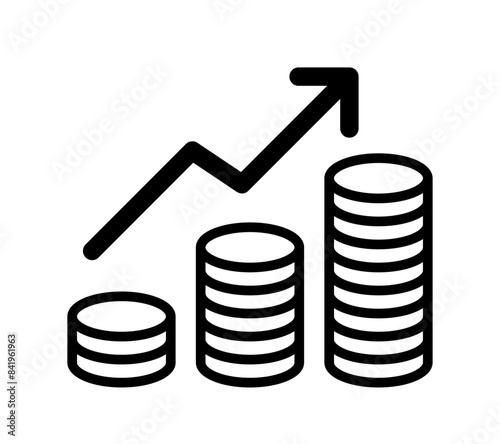 wykres wzrostu zysków, ikona monet