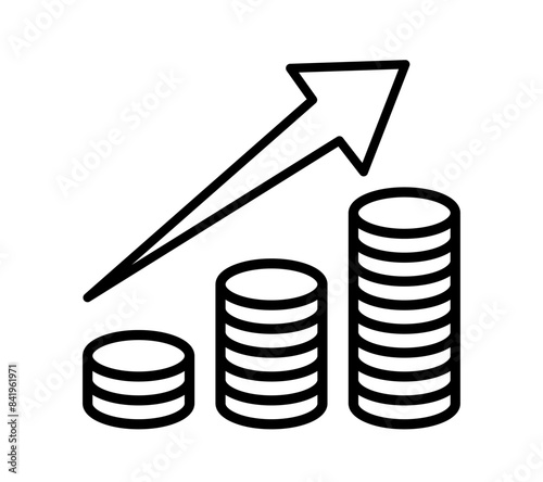 wykres wzrostu zysków, ikona monet