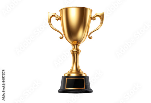 Winner golden trophy cup on transparent background. Triumph champions, celebration sports winner awards. Perfect for recognizing achievements, won or celebrating success.