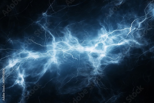 a blue lightning bolt on a black background