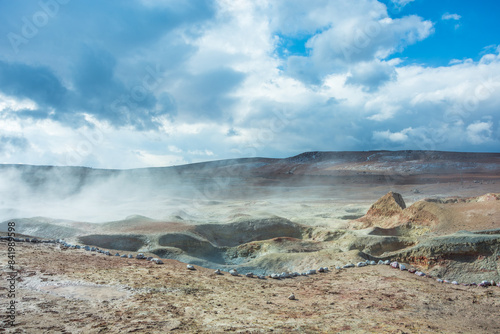 View of Sol de Mañana's Geysers at Eduardo Avaroa Andean Fauna National Reserve - Bolivia