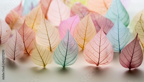 colorful and delicate skeleton leaves