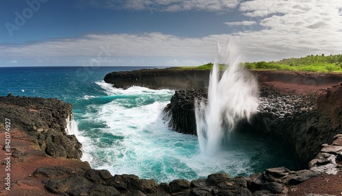 water rushing into a reef hole at keahole point big island hawaii